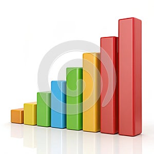 Bar chart 3D icon illustration isolated on white background photo