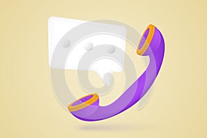 3d icon Phone handset with speech bubble. Support, customer service, help, communication concept. 3d vector illustration