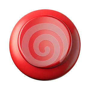 3D icon of red empty button. Cartoon plastic style