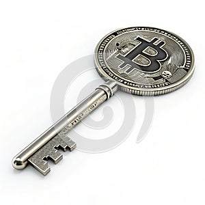 Bitcoin encryption key 3D icon photo