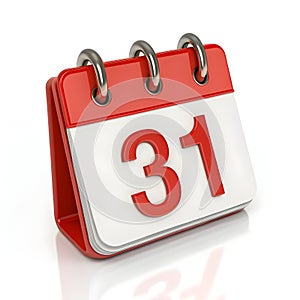 3D calendar date notification icon isolated on white background photo