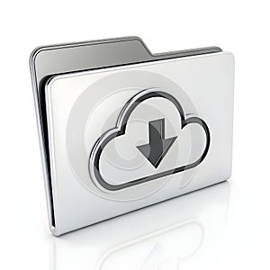 3D file download manager icon isolated on white background photo