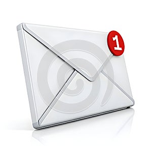 3D mail envelope notification icon isolated on white background