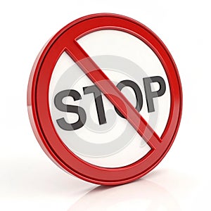 Restricted icon stop symbol 3D illustration isolated on white background