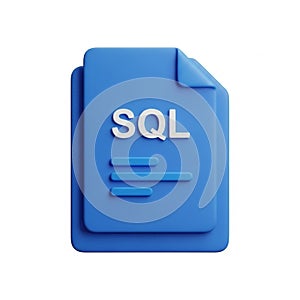3D Icon of SQL File Document with White Text on Blue Background database data
