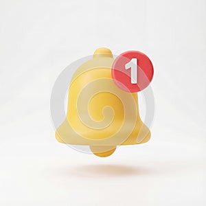 3d icon of a notification bell isolated on a white background