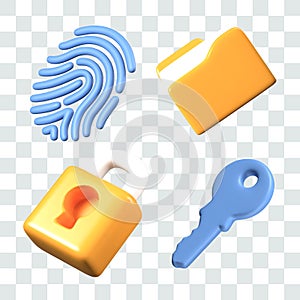 3D icons for virtual data protection service. Control access to management