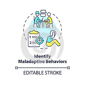 2D identify maladaptive behaviors line icon concept