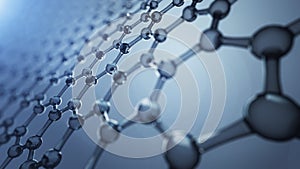 3d illusrtation of graphene molecules. Nanotechnology background illustration.