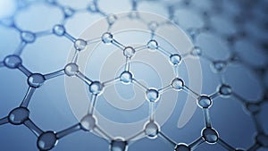 3d illusrtation of graphene molecules. Nanotechnology background illustration. photo