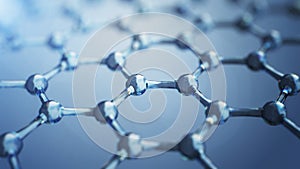 3d illusrtation of graphene molecules. Nanotechnology background illustration. photo