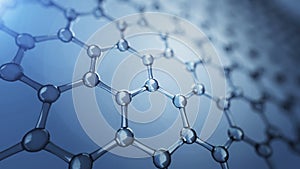 3d illusrtation of graphene molecules. Nanotechnology background illustration.