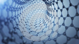 3d illusrtation of graphene molecules. Nanotechnology background illustration. photo