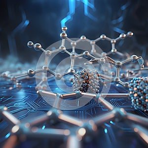 3d illusrtation of graphene molecules. Nanotechnology background illustration.3d illusrtation of graphene molecules. Nanotechnolog photo