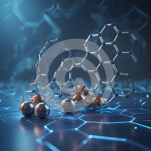 3d illusrtation of graphene molecules. Nanotechnology background illustration.3d illusrtation of graphene molecules. Nanotechnolog photo