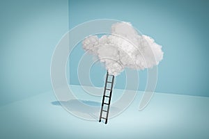 3d illustation render. Stepladder into clouds, entrepreneur business success concept