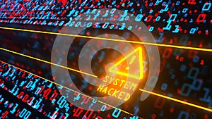 3D illustrastion - Data Matrix Warning Sign System Hacked