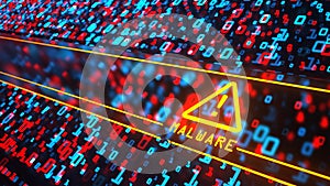 3D illustrastion - Data Matrix Warning Sign System Hacked
