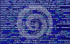 3D illustration. Abstract blue background, Technology. Binary Computer Code.