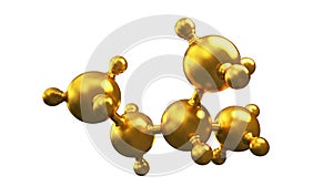 3D illustration of abstract gold molecule background