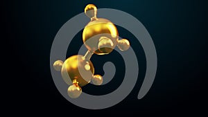 3D illustration of abstract gold molecule background
