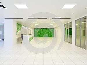 3d illustration of abstract modern hall in office building