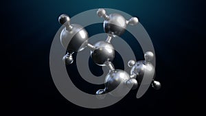 3D illustration of abstract silver metal molecule background