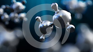 3D illustration of abstract silver metal molecule background