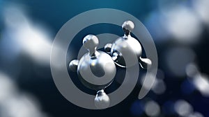 3D illustration of abstract silver metal molecule background