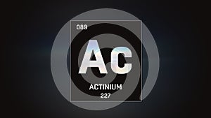 Actinium as Element 89 of the Periodic Table 3D illustration on grey background