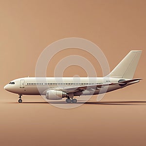3D Illustration of Airplane on Beige Background