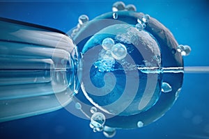 3d illustration artificial insemination, fertilisation, Injecting sperm into egg cell. Assisted reproductive treatment. photo