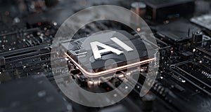 3D illustration of an artificial intelligence chip