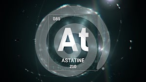 Astatine as Element 85 of the Periodic Table 3D illustration on green background