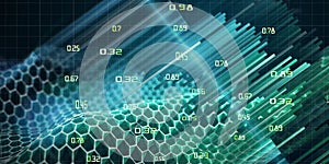 Background with hexagon wave data analytic. Technology and business analyze concept. Big data. Computer