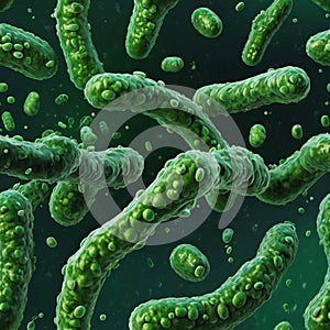3D illustration of bacteria in green.