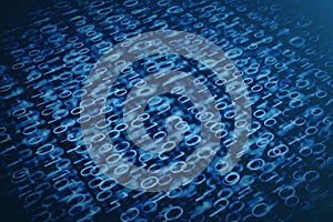 3D illustration binary code on blue background. Bytes of binary code. Concept technology. Digital binary background.