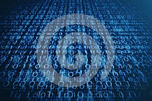 3D illustration binary code on blue background. Bytes of binary code. Concept technology. Digital binary background.