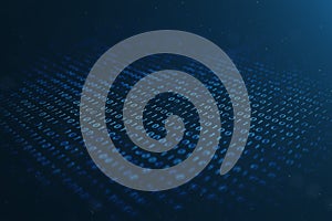 3D illustration binary code on blue background. Bytes of binary code. Concept technology. Digital binary background.