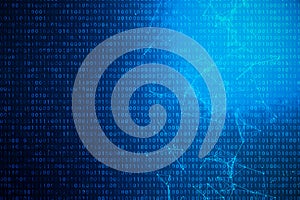 3D illustration binary code on blue background. Bytes of binary code. Concept technology. Digital binary background