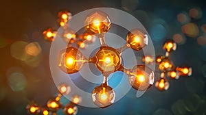 A 3D illustration of a biomolecule.