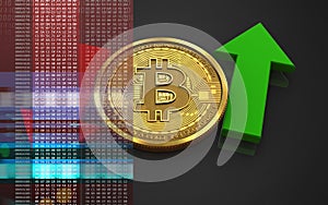 3d bitcoin up and down arrows