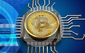 3d bitcoin CPU photo