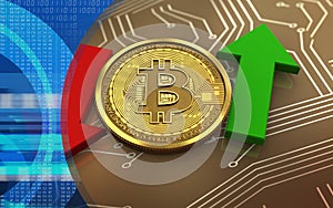 3d bitcoin up and down arrows
