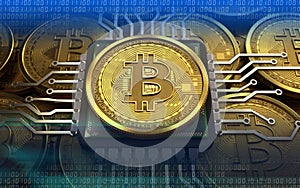 3d bitcoin CPU photo