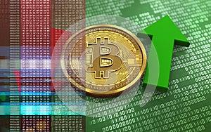 3d bitcoin up and down arrows