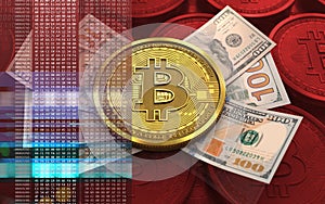 3d bitcoin banknotes photo