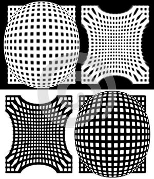 3d illustration. black and white spherize shape pattern wall background