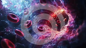 3D Illustration of Blood Clot Formation Process