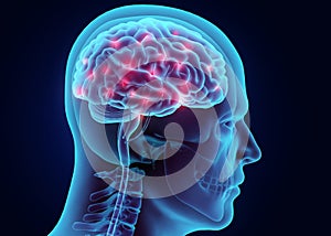 3D illustration brain nervous system active. photo